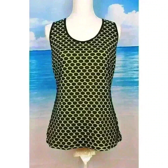 CATO Woman GREEN/BLACK Tank Top TEXTURED Shirt Lightweight STRETCH Shell size Lg - Picture 1 of 4